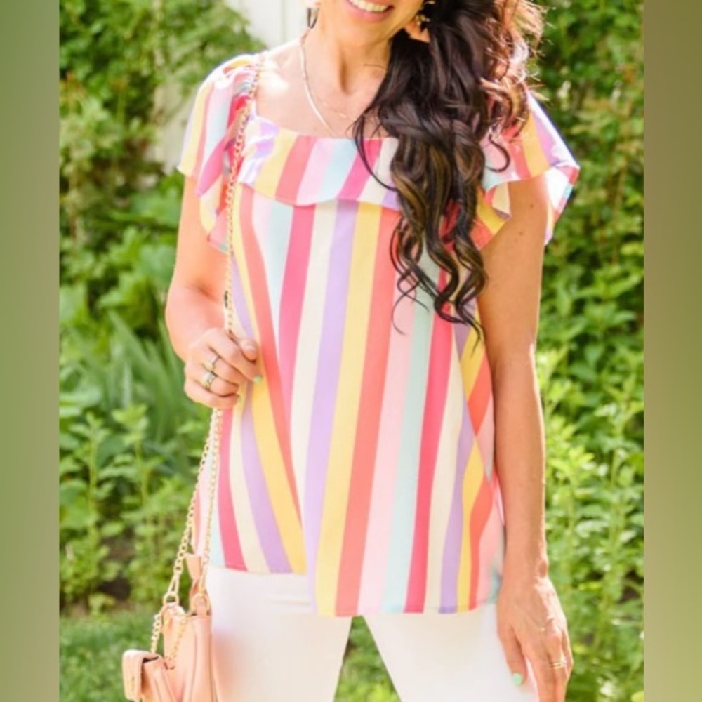 Colorful Ruffle Top - Picture 5 of 5